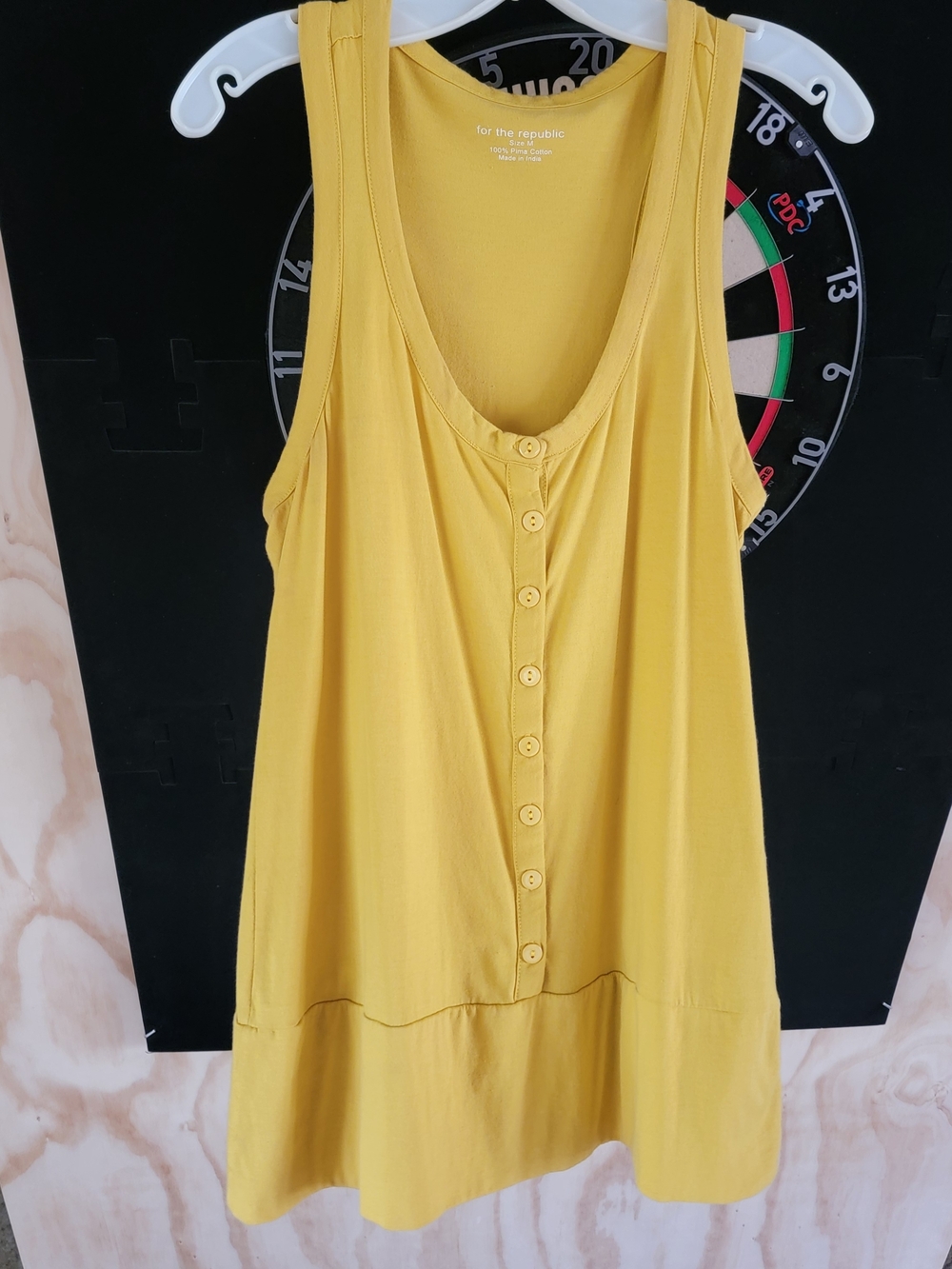 For the Republic Yellow Button-Front Tank Tunic Top